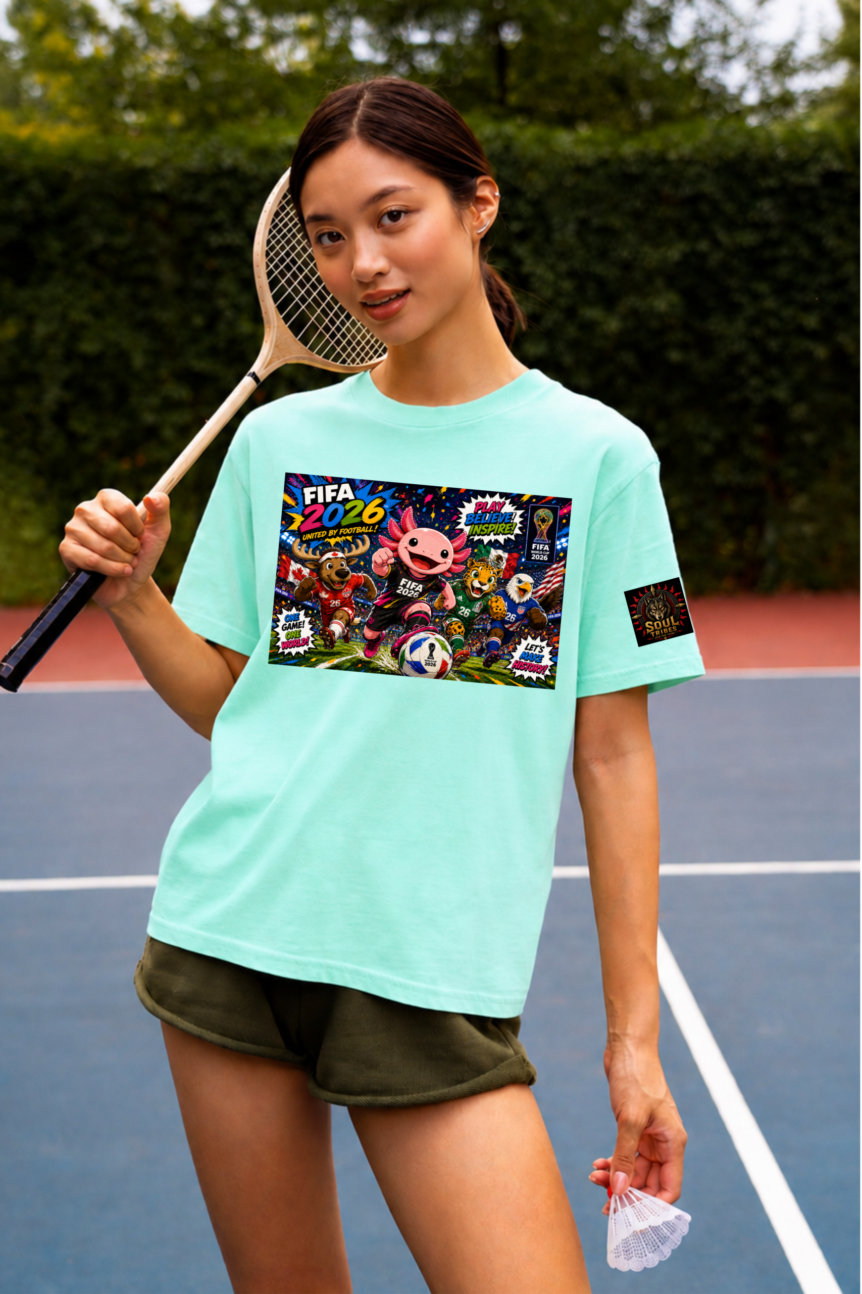 soul tribes unisex axolotl & fifa 2026 mascots oversized graphic t shirt soul tribes unisex axolotl & fifa 2026 mascots oversized graphic t shirt