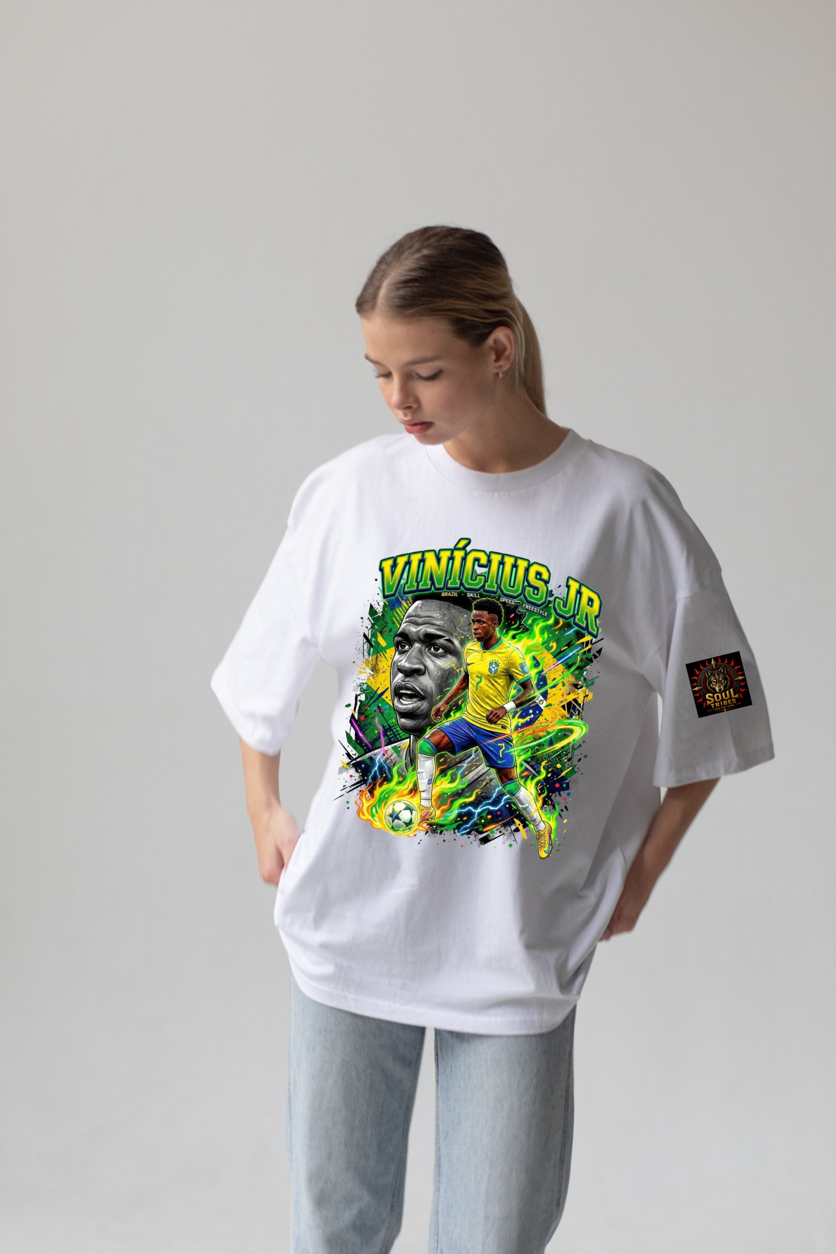 soul tribes unisex vinicius jr brazil fifa 2026 oversized t shirt soul tribes unisex vinicius jr brazil fifa 2026 oversized t shirt