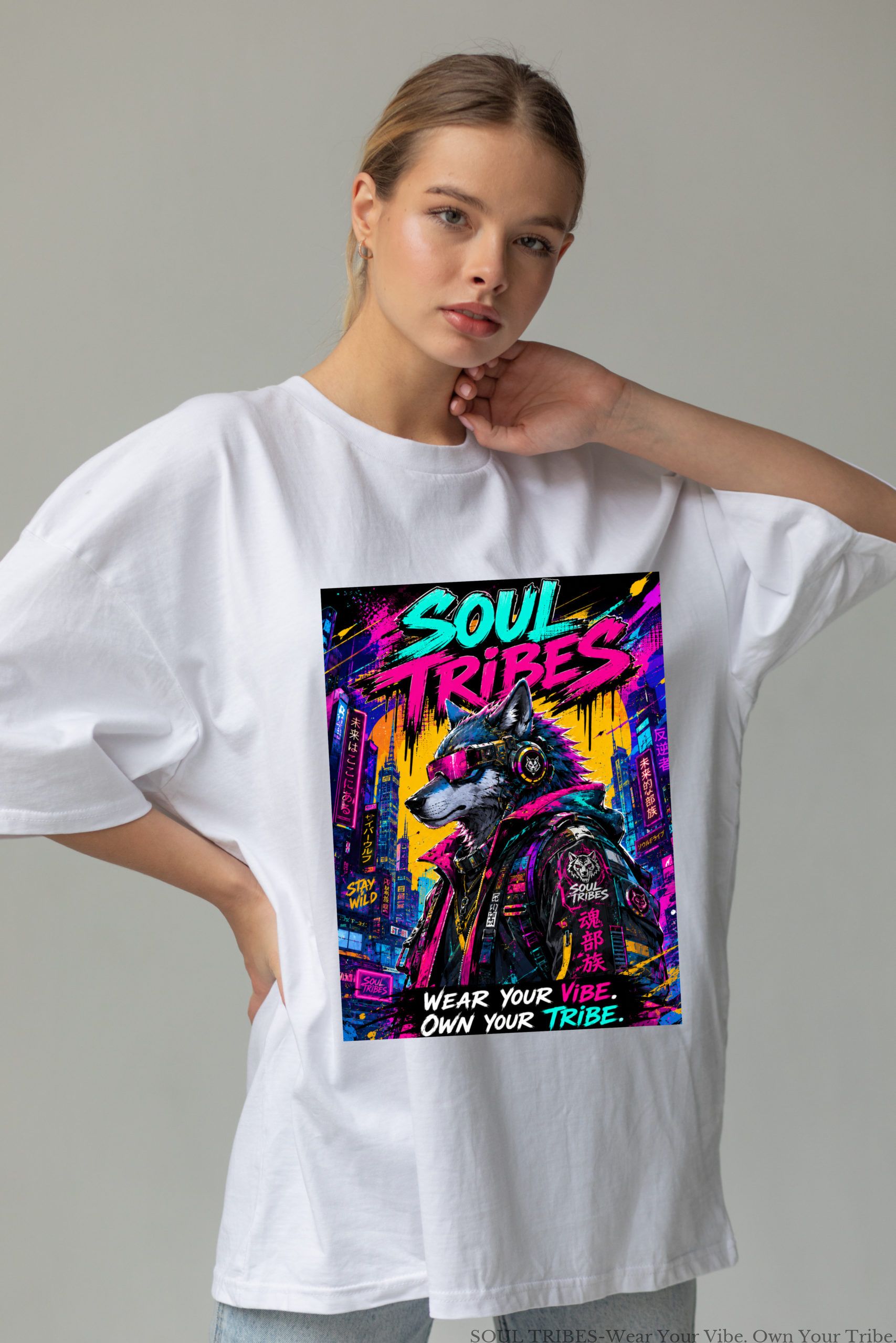 soul tribes cyberpunk wolf oversized t shirt soul tribes cyberpunk wolf oversized t shirt