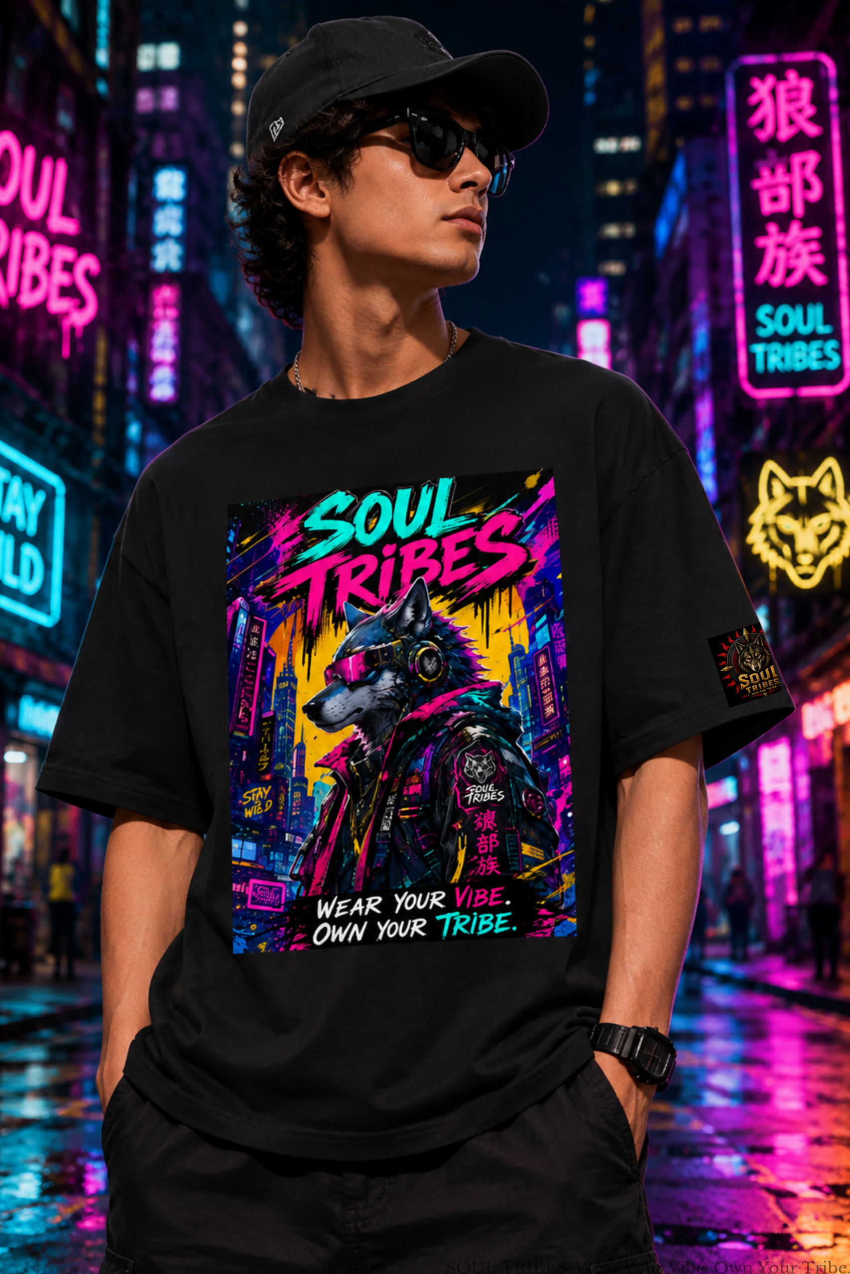 soul tribes cyberpunk wolf oversized t shirt soul tribes cyberpunk wolf oversized t shirt