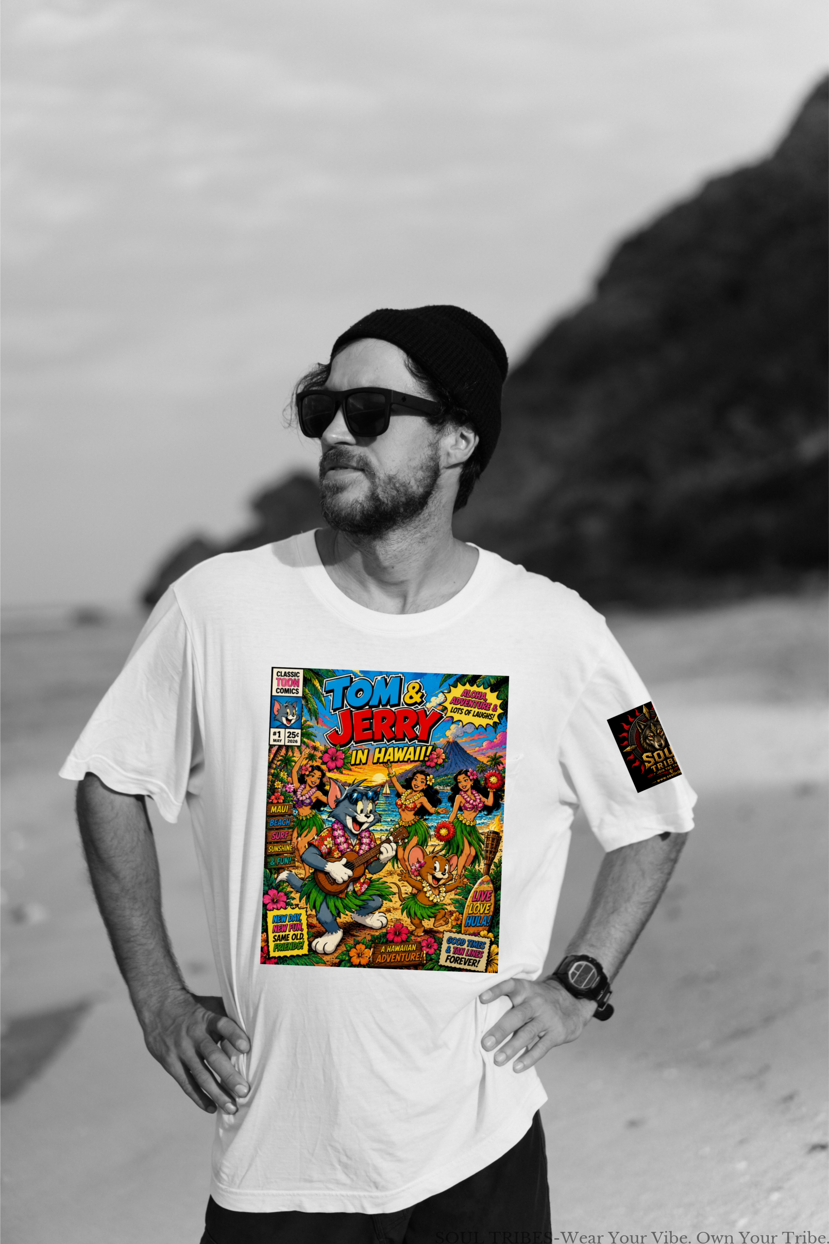 soul tribes unisex tom & jerry in hawaii oversized graphic t shirt soul tribes unisex tom & jerry in hawaii oversized graphic t shirt