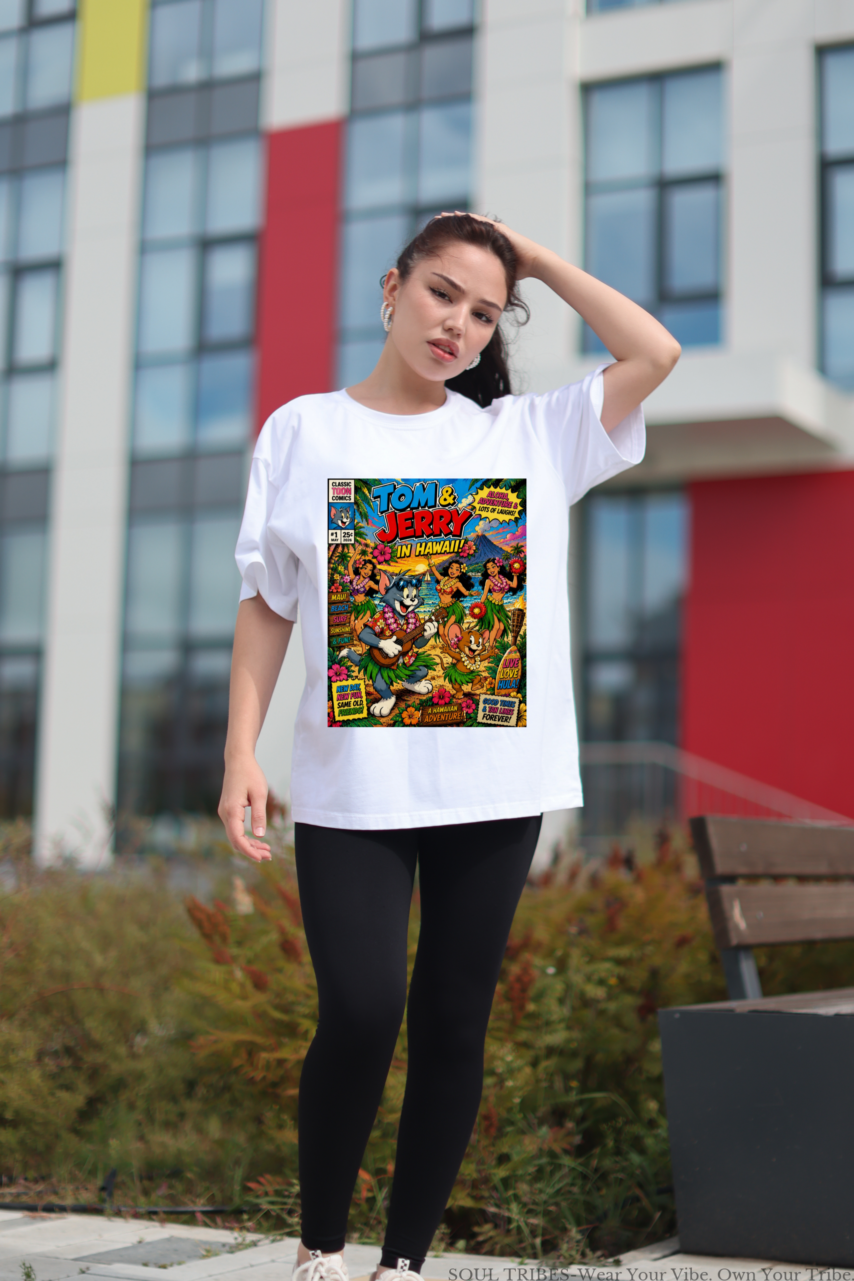 soul tribes unisex tom & jerry in hawaii oversized graphic t shirt soul tribes unisex tom & jerry in hawaii oversized graphic t shirt