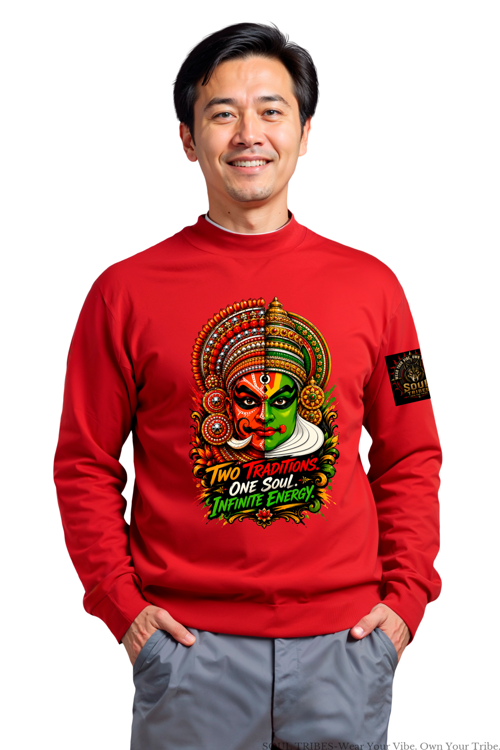 soul tribes mens khatakali and theyyam face fusion full sleeve t shirt soul tribes mens khatakali and theyyam face fusion full sleeve t shirt