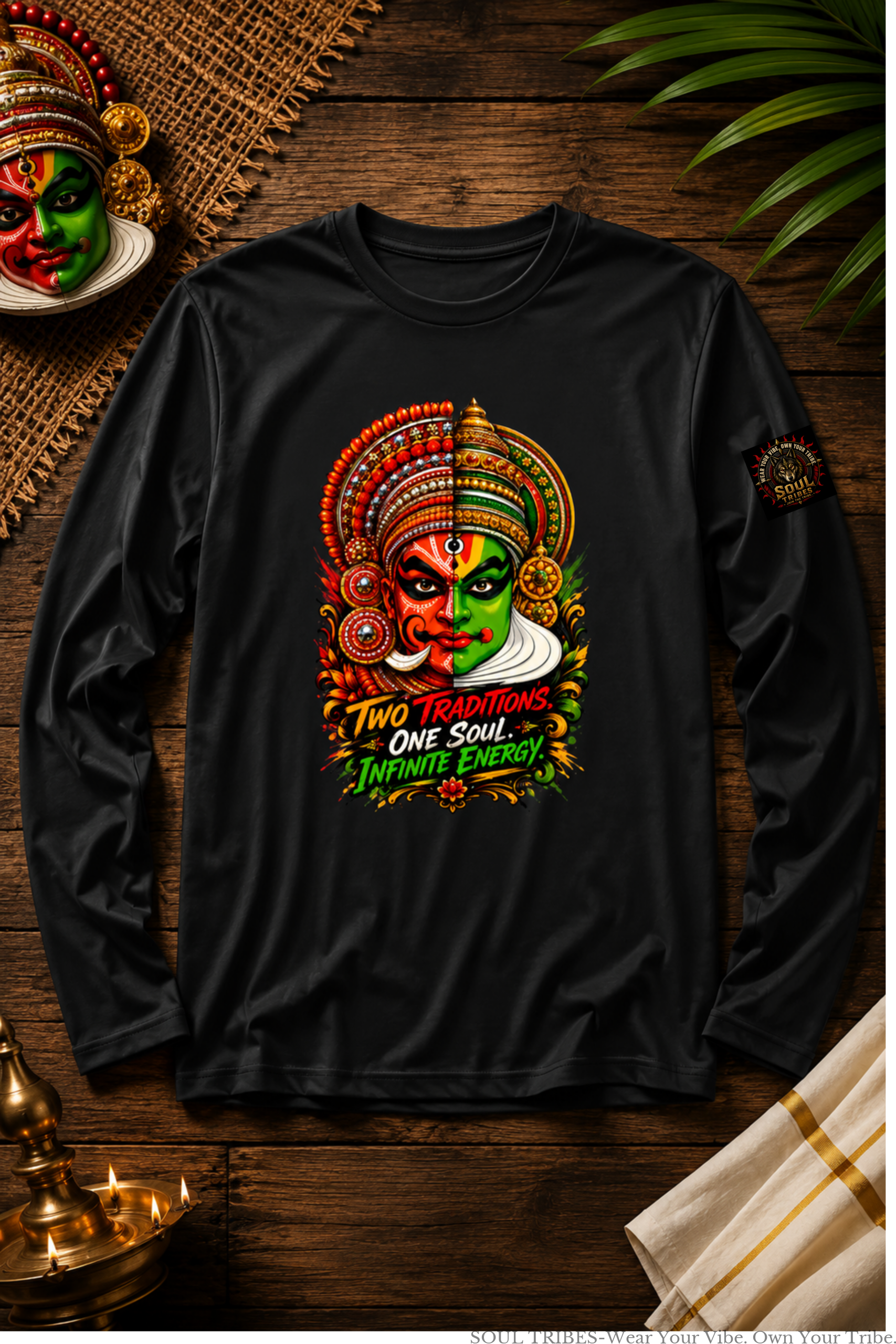 soul tribes mens khatakali and theyyam face fusion full sleeve t shirt soul tribes mens khatakali and theyyam face fusion full sleeve t shirt