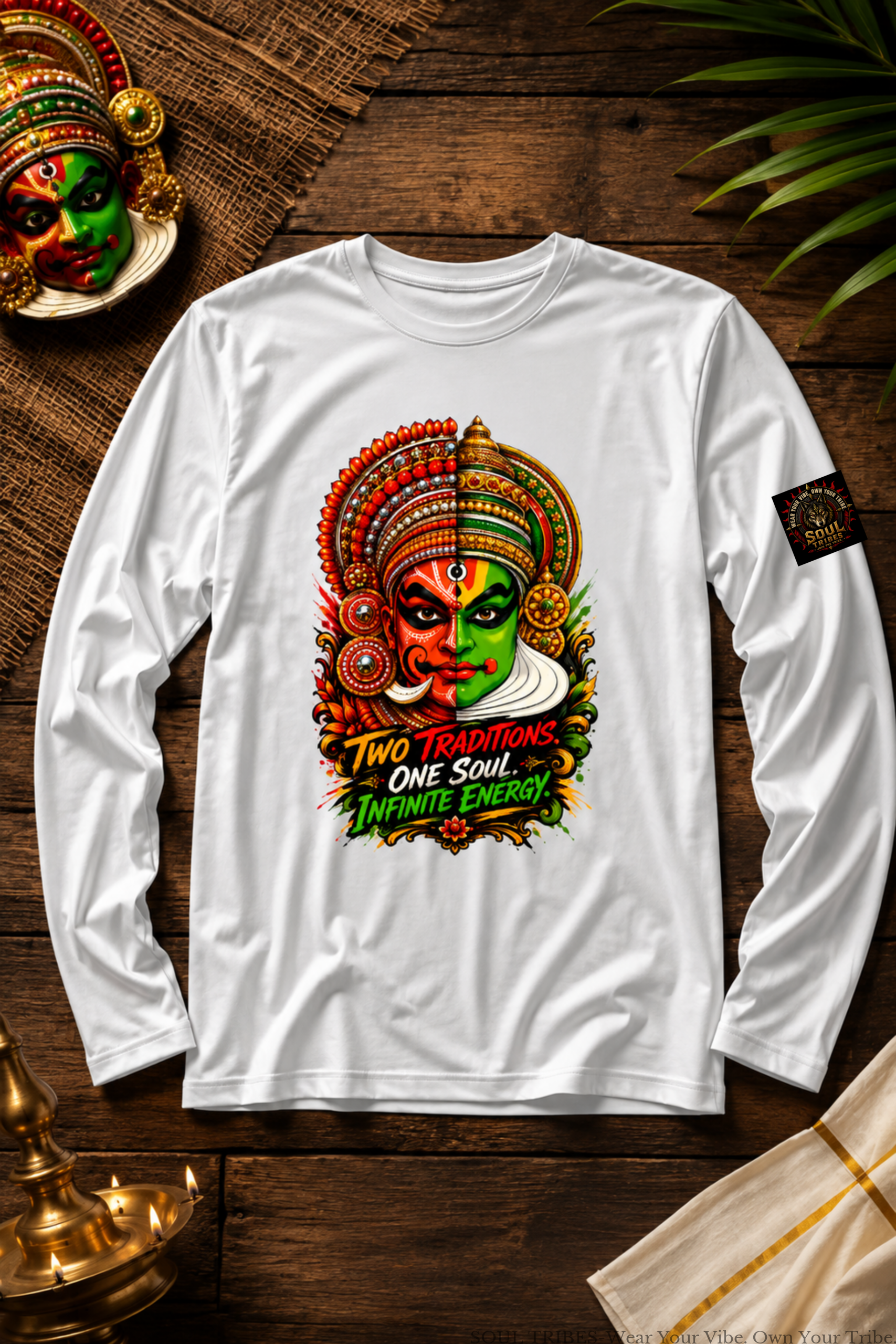 soul tribes mens khatakali and theyyam face fusion full sleeve t shirt soul tribes mens khatakali and theyyam face fusion full sleeve t shirt