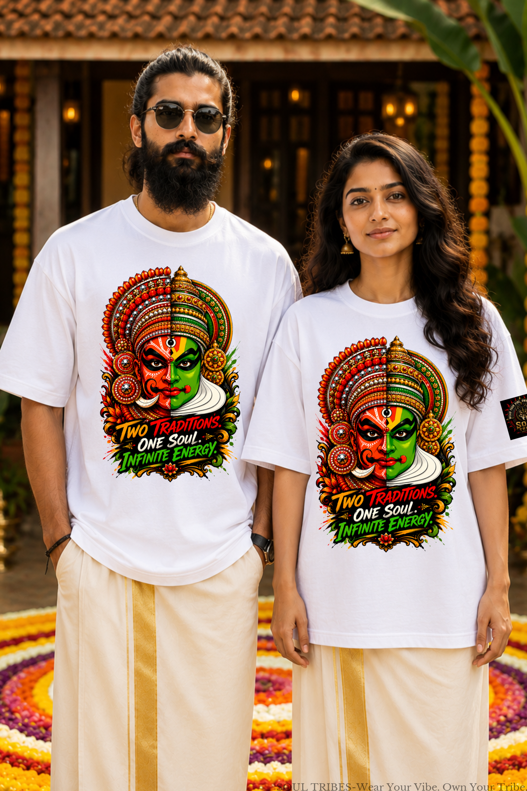 soul tribes unisex theyyam & kathakali face fusion oversized t shirt soul tribes unisex theyyam & kathakali face fusion oversized t shirt