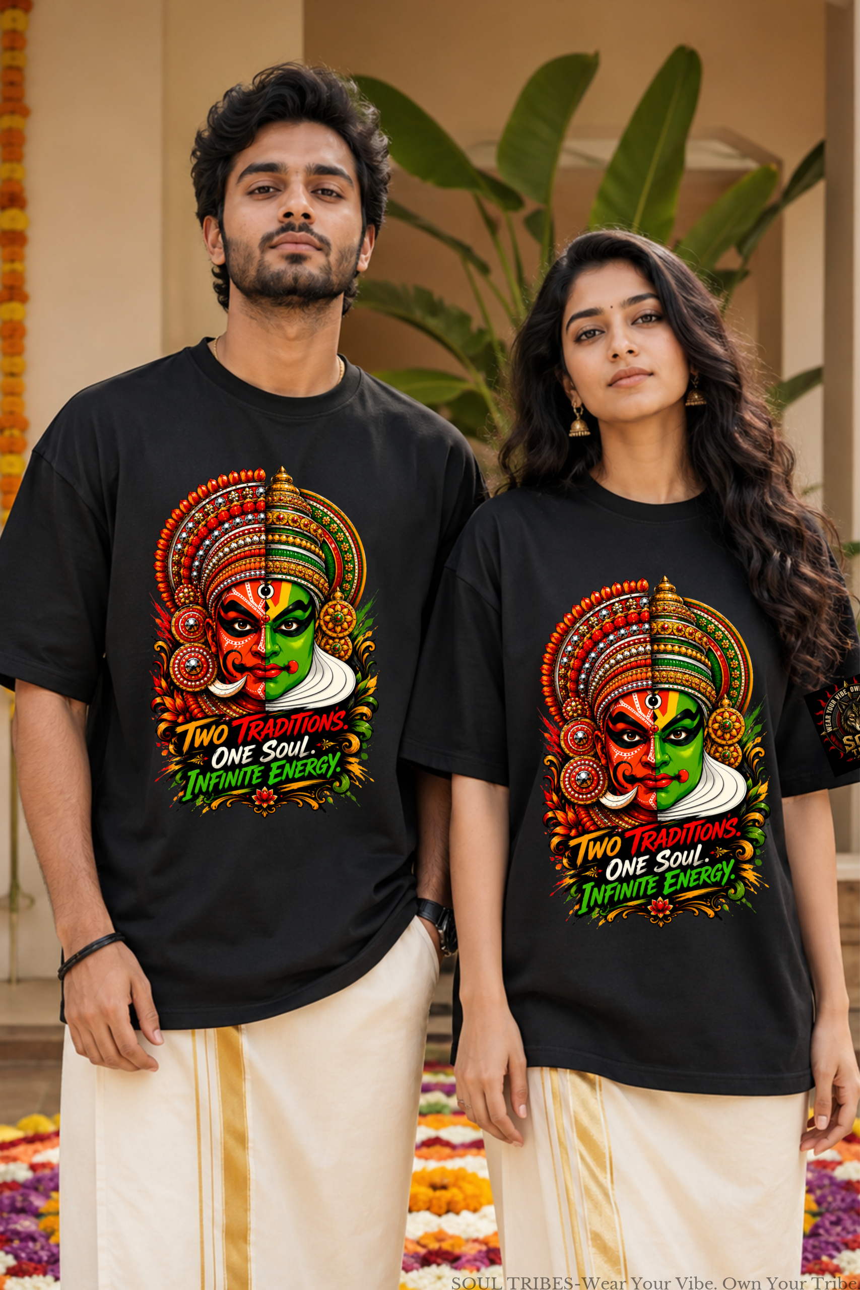 soul tribes unisex theyyam & kathakali face fusion oversized t shirt soul tribes unisex theyyam & kathakali face fusion oversized t shirt