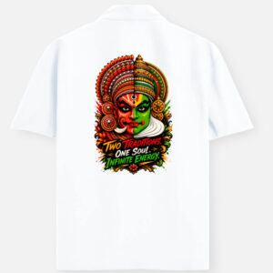 soul tribes unisex theyyam & kathakali face fusion oversized shirt